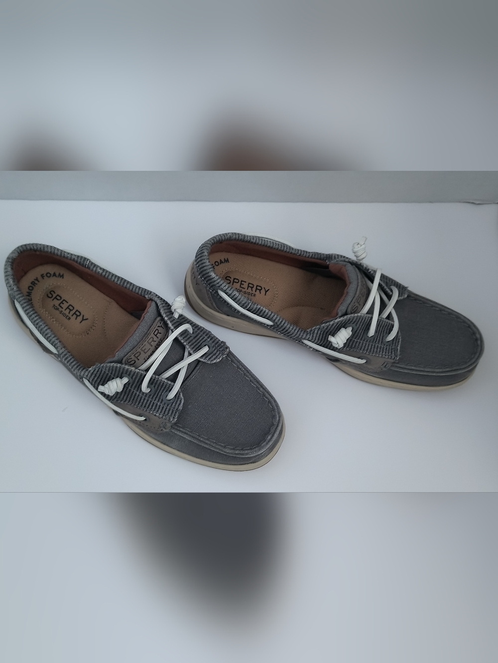 Women's Sperry Grey Top Sider Boat Shoes Size 6.5M